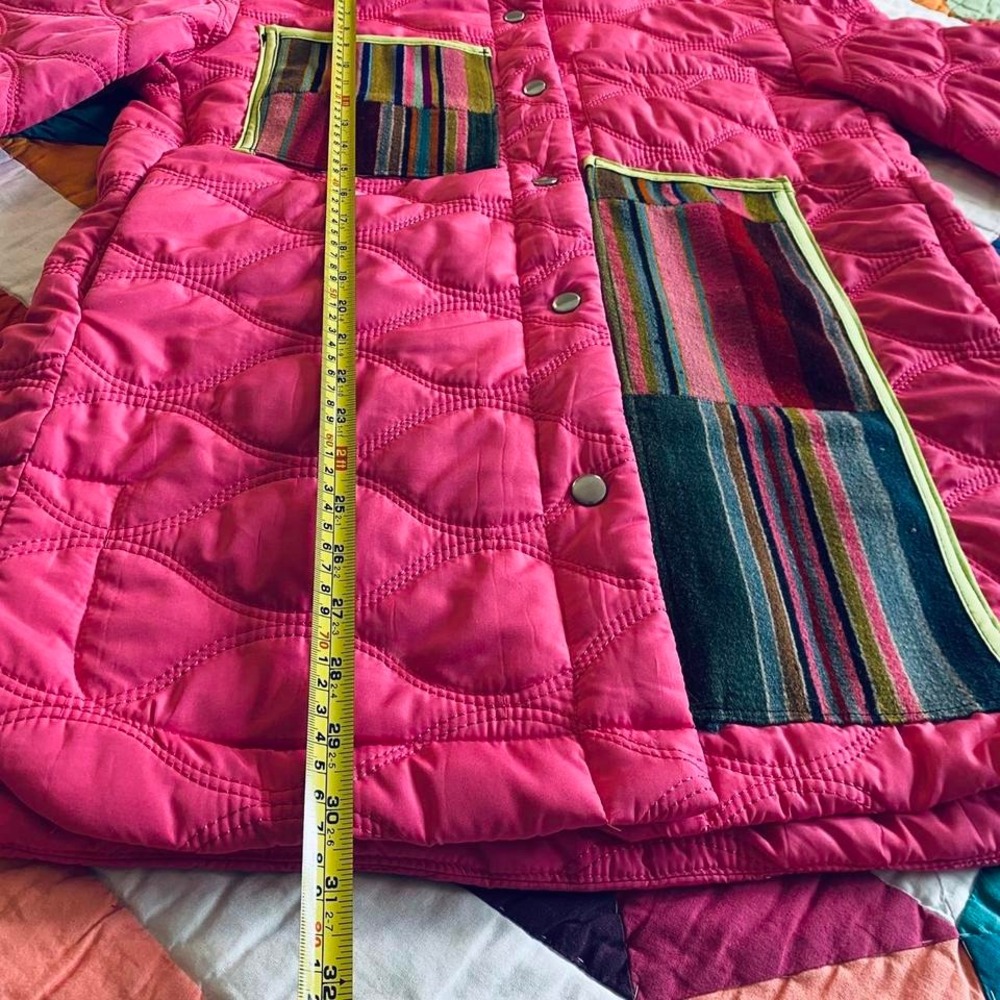 Upcycled Pink Quilted Jacket with Serape Print Patchwork - Picture 5 of 7